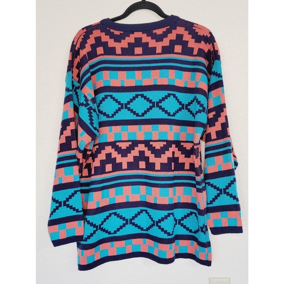 Michael Carrie Womens Vintage‎ Oversized Geometric Print Knit Sweater. Size M - Picture 5 of 7
